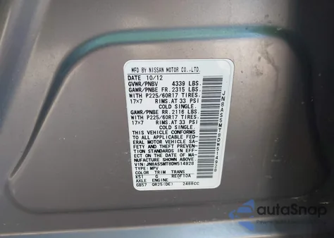 2013 Nissan Rogue Sv from USA, damaged, VIN JN8AS5MT8DW514928